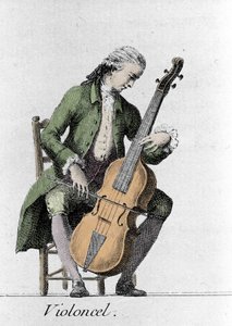 Joueur de violoncelle. Gravure de la fin du 18e siècle