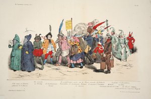 Cérémonie des Cendres Politiques, de La Caricature, pub. 1833 (lithographie colorée à la main) - French School