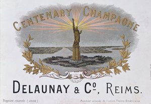 Étiquette de champagne de la maison Delaunay & Co. célébrant le centenaire de l