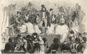 Champs-Élysées - Chanteurs devant le café Morel - Gravure dans « Tableau-de-Paris » par Edmond Texier 1852 - French School