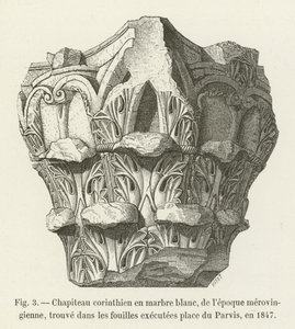 Chapiteau corinthien en marbre blanc, de l
