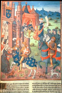 Charlemagne avec ses paladins (parchemin) - French School