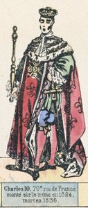Charles X, 70e roi de France, monté sur le trône en 1824, mort en 1836 - French School