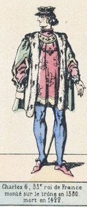 Charles VI, 53e roi de France, monté sur le trône en 1380, mort en 1422 - French School