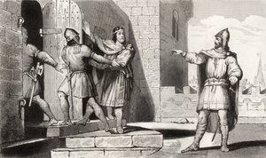 Charles III (879-929) le Simple fait prisonnier par un de ses soldats, de 