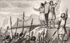 Charles II le Chauve (823-877) et son frère Louis le Germanique concluent un traité à Strasbourg en 842, tiré de 