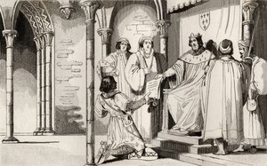 Charles IV (1294-1328) le Bel reçoit une requête à la cour, de 