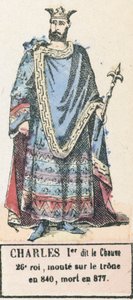 Charles Ier dit le Chauve, 26e roi, monte sur le trône en 840, mort en 877 - French School