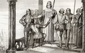 Charles V (1358-80) le Sage présente son épée à Duguesclin, de 