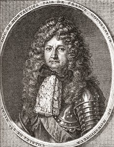 Charles de Sainte-Maure, duc de Montausier, soldat français et gouverneur du dauphin, Louis le Grand Dauphin. De Les Heures Libres publié en 1908 - French School
