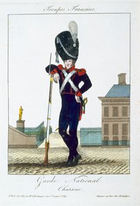 Chasseur de la Garde Nationale, de Troupes Françaises, pub. chez Basset, Paris, vers 1790 - French School
