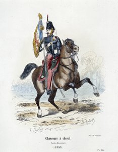 Chasseurs à cheval : Porte-étendard en 1854 - dans "Histoire de l