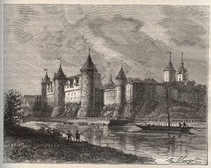 Château de Josselin - Morbihan en Bretagne - gravure dans "La France illustrée: géographie, histoire, administration statistique" par V.A. Malt-Brown. 1884 - French School