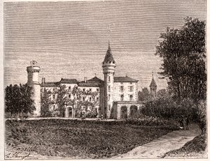 Château de Lamartine - 71520 Saint-Point - gravure dans « La France illustrée : géographie, histoire, administration statistique » par V.A. Malt-Brown. 1884