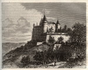 Château de Mercuès - Cahors - gravure dans « La France illustrée : géographie, histoire, administration statistique » par V.-A. Malt-Brown. 1884