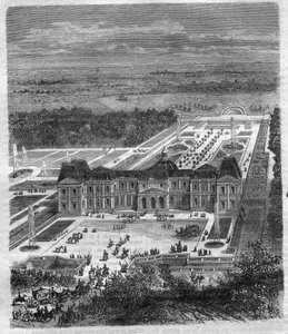 Château de Vaux-le-Vicomte par Nicolas Fouquet (1615-1680), vicomte de Melun et de Vaux, surintendant des finances de Louis XIV. Gravure dans "Histoire des Papes-Rois-Reines et Empereurs à travers les siècles" par Maurice Lachatre - French School