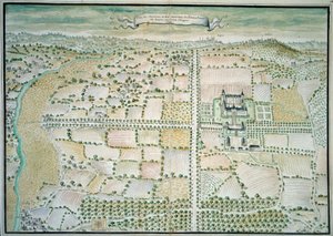 Châteaux de la Loire : « Vue du château de Plessis Bourré » - French School