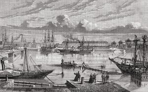 Cherbourg au XVIIIe siècle, gravé par Le Breton d