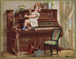 Enfant jouant du piano - French School