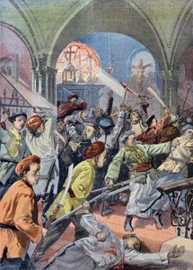 Chrétiens chinois massacrés à Mukden par les Boxers, de Le Petit Journal, août 1900 - French School
