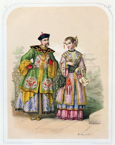 Gentilhomme et dame chinois, milieu du 19ème siècle - French School