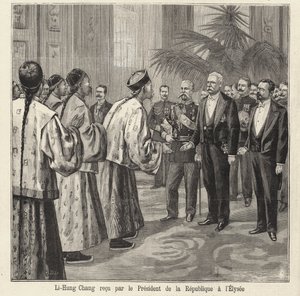 Le politicien et diplomate chinois Li Hongzhang reçu par le président français Félix Faure au palais de l