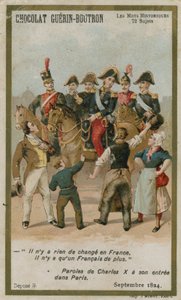 Carte de commerce Chocolat Guerin-Boutron, série Mots Historiques