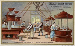Fabrication de chocolat. Salle de mélange - French School