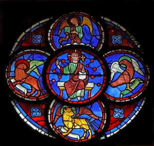 Christ - avec les quatre bêtes sacrées des évangélistes - French School