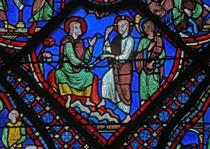 Christ donne à Saint Jacques son bâton d