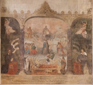 Église Saint-Jean-Baptiste. Intérieur. Chapelle Saint-Fursy. Peintures murales. La glorification de Marie (fresque dite de la bonne mort). Début 17e siècle - French School