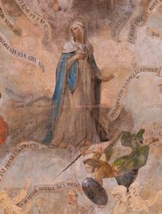 Église (Église Saint-Jean-Baptiste). Intérieur. Chapelle Saint-Fursy. Peintures murales. La glorification de Marie (fresque dite de la bonne mort). Début XVIIe siècle - French School