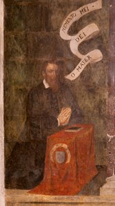 Église (Église Saint-Jean-Baptiste). Intérieur. Chapelle Saint-Fursy. Peintures murales. La glorification de Marie (fresque dite de la bonne mort). Début 17ème siècle