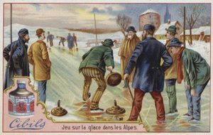 Carte Cibils représentant le curling - French School