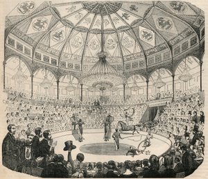Cirque national des Champs-Élysées au XIXe siècle - Gravure dans « Tableau-de-Paris » par Edmond Texier 1852 - French School