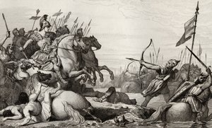 Clodion, le Velu (c.428-47) se retire sur le pont après sa défaite par Aetius, de 