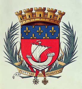 Blason de la ville de Paris avec la devise Fluctuat Nec Mergitur (battue par les flots mais ne sombre pas) - French School