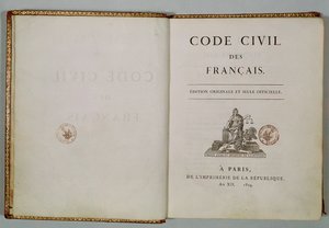 Code Civil, ouvert à la page de titre, 1804 - French School