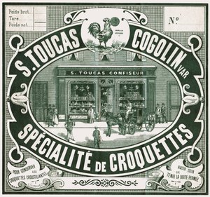 Devanture de confiserie, vers 1900 (gravure) - French School