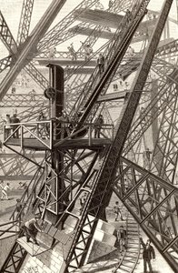 Construction de la tour Eiffel, Paris - French School