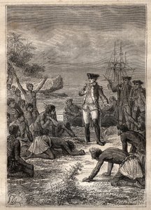 Réception de Cook par les indigènes - Troisième voyage de James Cook dans l