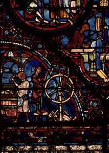 Tonneliers au travail, détail de la vie de Saint Julien l