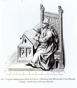 Copiste écrivant sur une feuille de vélin, d