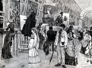 Copistes dans la Grande Galerie du Louvre, vers 1880
