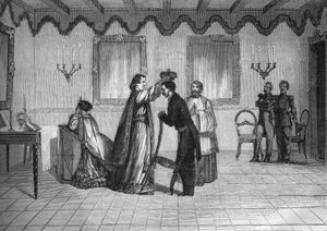 Couronnement du roi Radama II de Madagascar (1829-1863) par le prêtre catholique français Jouen - French School