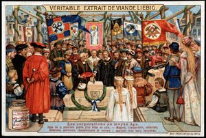 Corporations au Moyen Âge: pose de la première pierre d