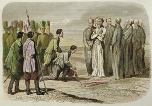 Cortés aux pieds de Martin de Valence - French School