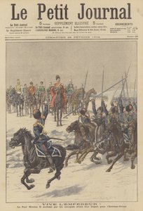 Cosaques acclamant le tsar Nicolas II avant son départ pour l