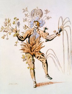 Conception de costume pour les quatre éléments dans un ballet de cour du XVIIe siècle, fac-similé réalisé par Guillaumot fils (gravure à la main)
