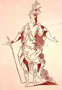Conception de costume pour un Dieu de la Rivière, de la Collection Menus Plaisirs, fac-similé par A. Guillaumot Fils, vers 1750 - French School